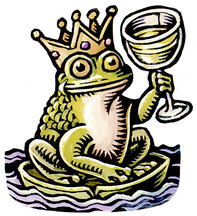 (Frog Prince with nice glass of wine)