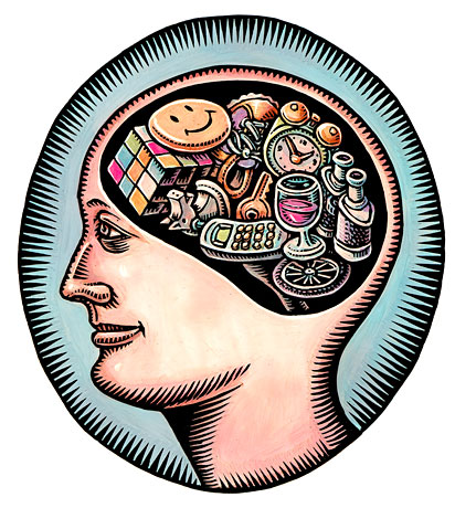 Welcome to your Brain: Cover Illustration (I was very interested to provide illustrations for this book! I love pop sci books, and I had met Dr. Wang through a mutual friend when I lived in New York City. There were thirty internal illustrations in total, and this little spot illustration for the cover... a lot of work! I hope you enjoy taking a look at some of these (my favorites), and are intrigued about the book (which was released in March of 2008)...  This cover took a little finagling: the scientist-authors didn't want their peers to mock them out, so the things in the brain had to fit EXACTLY into the areas of the brain that would regulate them. It took a little fussing over, but I think it all worked out. No angry letters from neurobiologists so far... (